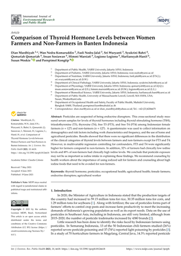 Comparison of Thyroid Hormone Levels Between Women Farmers and Non-Farmers in Banten Indonesia