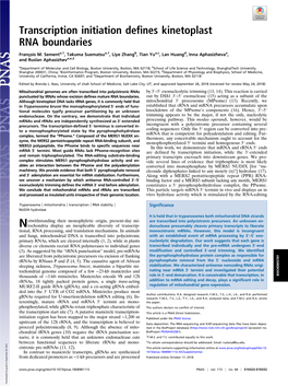 Transcription Initiation Defines Kinetoplast RNA Boundaries