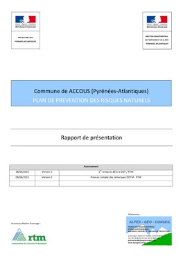 Rapport De Présentation Commune De ACCOUS (Pyrénées-Atlantiques