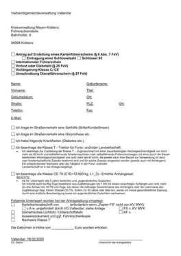 Antrag Auf Erstellung Eines Kartenführerscheins (§ 6 Abs