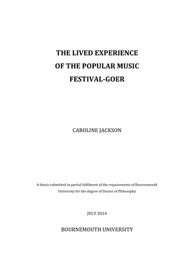 The Lived Experience of the Popular Music Festival-Goer