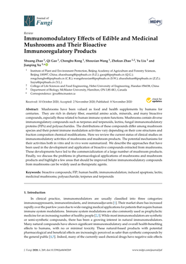 Immunomodulatory Effects of Edible and Medicinal Mushrooms and Their Bioactive Immunoregulatory Products