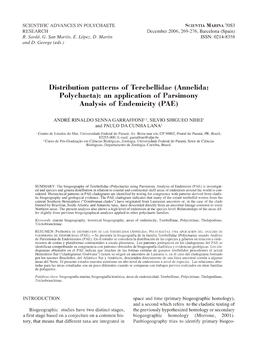 Distribution Patterns of Terebellidae (Annelida: Polychaeta): an Application of Parsimony Analysis of Endemicity (PAE)