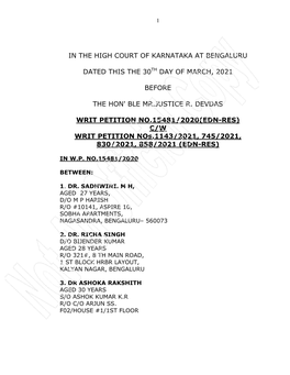 In the High Court of Karnataka at Bengaluru