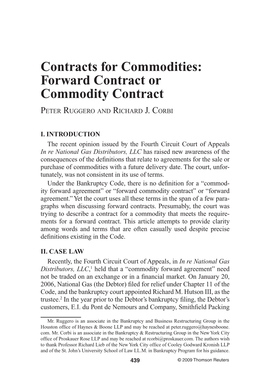 Forward Contract Or Commodity Contract