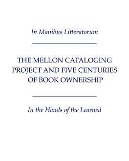 The Mellon Cataloging Project and Five Centuries of Book Ownership