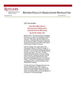 Retired Faculty Association Newsletter