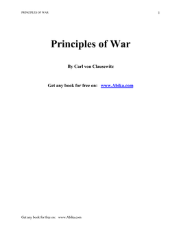 Principles of War (Clausewitz, 1812)