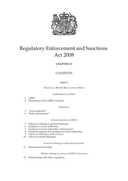 Regulatory Enforcement and Sanctions Act 2008