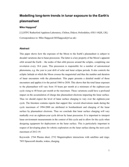 Modelling Long-Term Trends in Lunar Exposure to the Earth's Plasmasheet