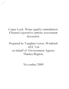 Copse Lock: Water Quality Rell1ediatioll: Ch8nnel Scp3ration Options Assessment Docunlent