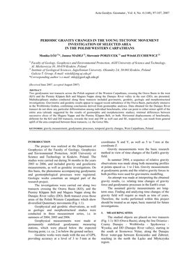 Periodic Gravity Changes in the Young Tectonic Movement Investigation of Selected Area in the Polish Western Carpathians