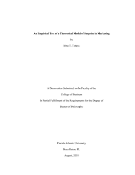 An Empirical Test of a Theoretical Model of Surprise in Marketing By