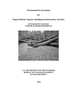 Eugene District Aquatic and Riparian Restoration Activities