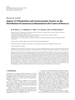 Impact of Urbanization and Socioeconomic Factors on the Distribution of Cutaneous Leishmaniasis in the Center of Morocco