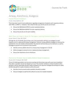 Airway, Anesthesia, Analgesia