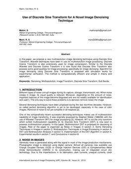 Use of Discrete Sine Transform for a Novel Image Denoising Technique