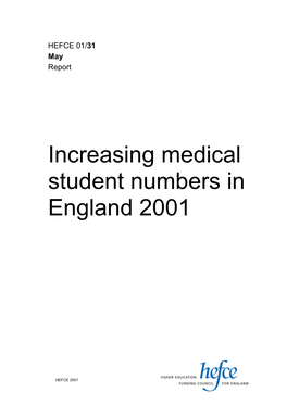 Increasing Medical Student Numbers in England 2001