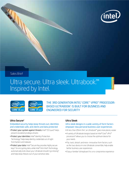 Sales Brief: Ultra Secure. Ultra Sleek. Ultrabook. Inspired by Intel