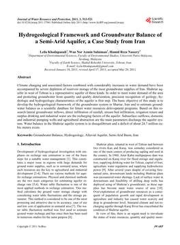 Hydrogeological Framework and Groundwater Balance of a Semi-Arid Aquifer, a Case Study from Iran