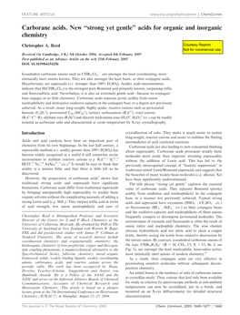 Carborane Acids. New ‘‘Strong Yet Gentle’’ Acids for Organic and Inorganic Chemistry