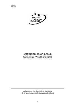 Resolution on an Annual European Youth Capital