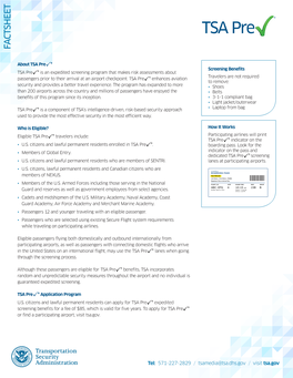 TSA Precheck Factsheet 2019