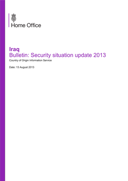 Iraq Bulletin: Security Situation Update 2013 Country of Origin Information Service