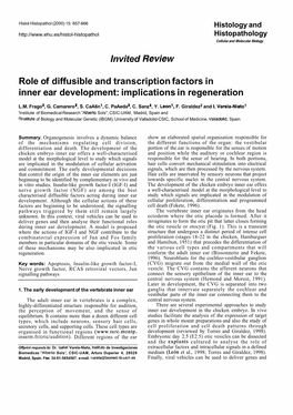 Invited Revie W Role of Diffusible and Transcription Factors in Inner Ear