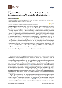 Regional Differences in Women's Basketball: a Comparison Among