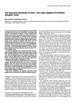 The Spectral Sensitivity of Dark- and Light-Adapted Cat Retinal Ganglion Cells