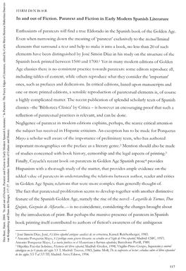 In and out of Fiction. Para Text and Fiction in Early Modern Spanish Literature