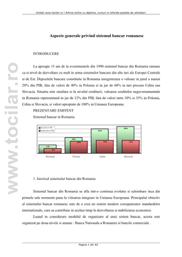 Aspecte Generale Privind Sistemul Bancar Romanesc