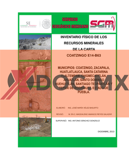 Inventario Físico De Los Recursos Minerales De La Carta Coatzingo E14-B63