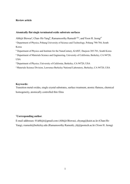 1 Review Article Atomically Flat Single Terminated Oxide Substrate Surfaces