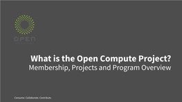 OCP Community: Projects & Sub-Projects