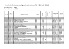 Fee Collection for Miscellaneous Registration of Societies (W.E.F