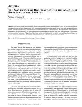 The Significance of Dog Traction for the Analysis of Prehistoric Arctic Societies