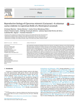 Reproductive Biology of Cipocereus Minensis (Cactaceae)—A Columnar