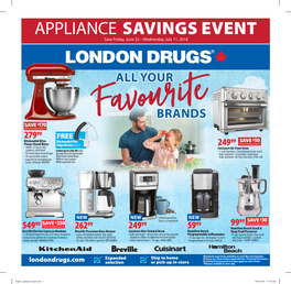 APPLIANCE SAVINGS EVENT Save Friday, June 22 – Wednesday, July 11, 2018