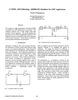 A CMOS, Self Calibrating, 100Mhz RC-Oscillator for ASIC Applications