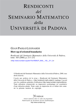 Blow-Up of Oriented Boundaries Rendiconti Del Seminario Matematico Della Università Di Padova, Tome 103 (2000), P