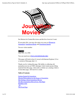 Journalism Movies Page by Paul E. Schindler, Jr