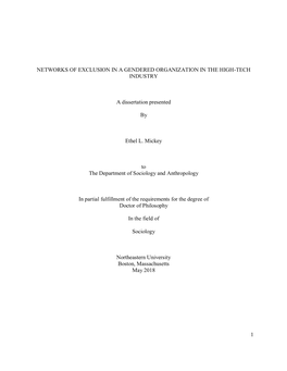 Networks of Exclusion in a Gendered Organization in the High-Tech Industry