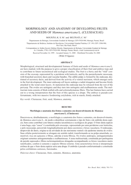 MORPHOLOGY and ANATOMY of DEVELOPING FRUITS and SEEDS of Mammea Americana L