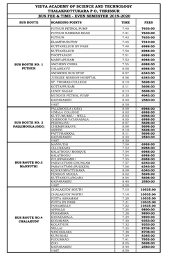 Bus Fee & Time