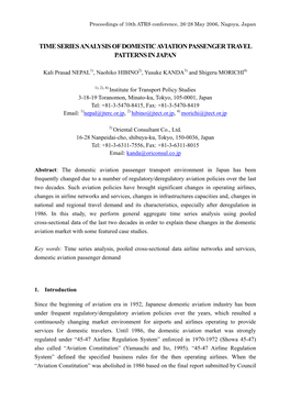 Time Series Analysis of Domestic Aviation Passenger Travel Patterns in Japan