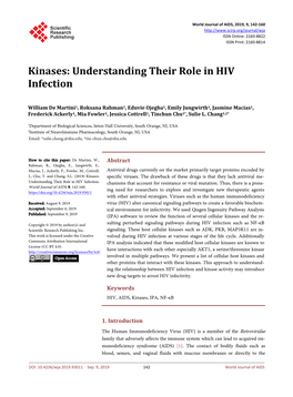 Kinases: Understanding Their Role in HIV Infection