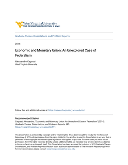 Economic and Monetary Union: an Unexplored Case of Federalism