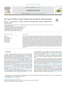 The Value of China's Coastal Wetlands and Seawalls for Storm Protection